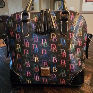 Dooney & Bourke Black Multicolor Logo Handbag